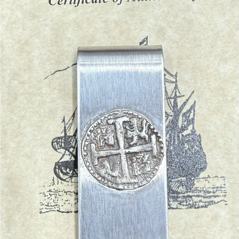 Atocha silver coin money clip in stainless steel